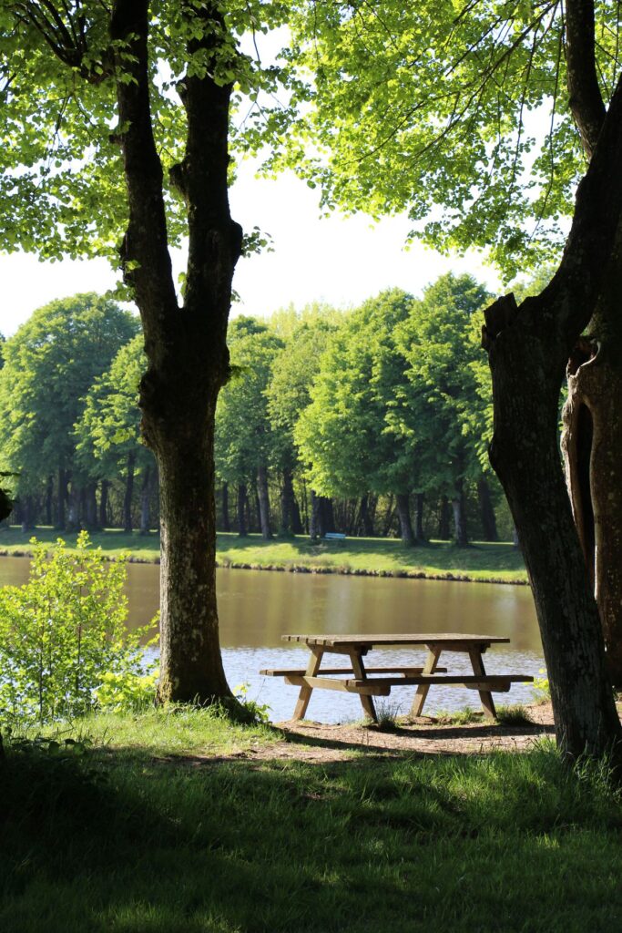 Coin détente au bord d'un plan d'eau dans l'Orne.
