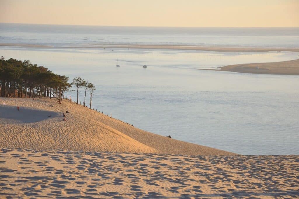 Vue depuis la dune du Pilat à la tombée du jour.