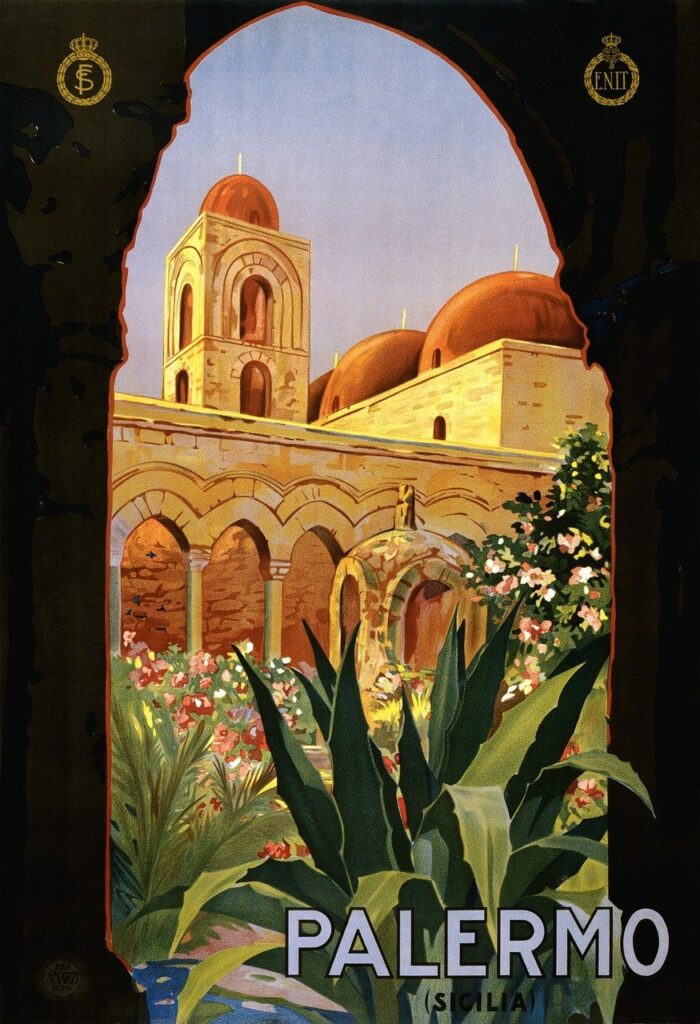 Travel poster ancien sur Palerme, Italie.