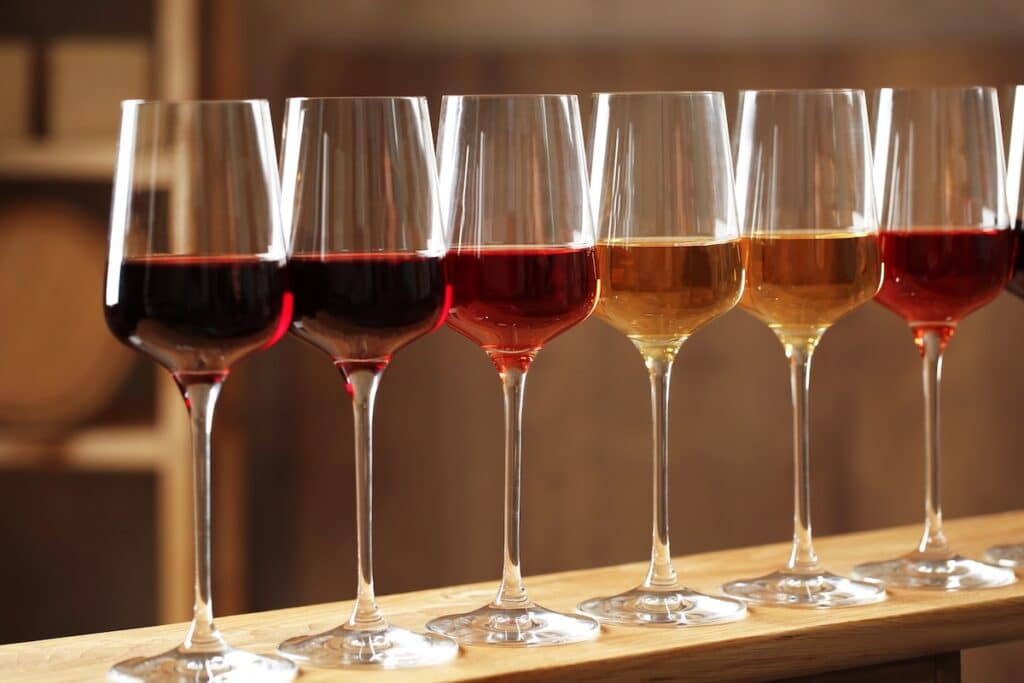 6 verres de vins issus de différents terroirs du bordelais