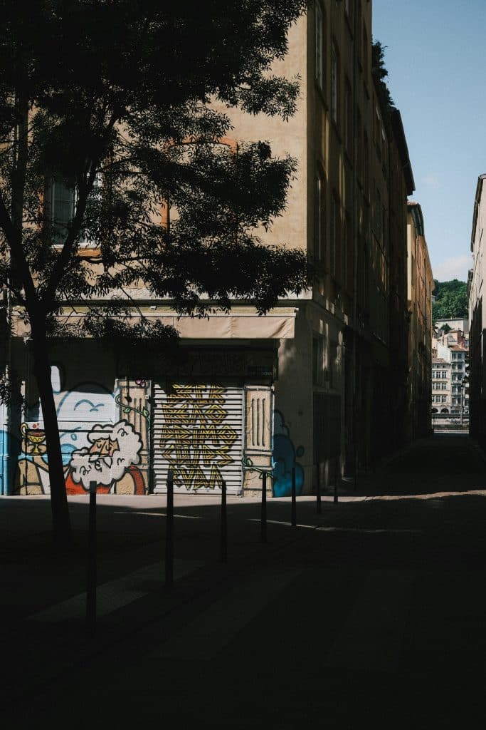 Grafiti sur la devanture d'un magasin lyonnais.